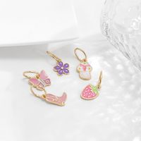 Creative Simple Dripping Oil Strawberry Fruit Mix Hair Ring Butterfly Colorful Daisy Hair Accessories main image 3