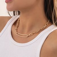 Fashion Punk Geometric Metal Stitching Clavicle Chain Hip Hop Hollow U-shaped Buckle Iron Necklace main image 5