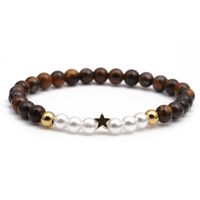 Fashion Tigereye Copper Cross Heart  Star  Pearl Beaded Bracelet main image 2