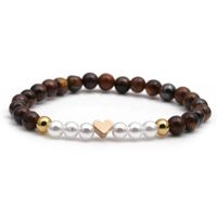 Fashion Tigereye Copper Cross Heart  Star  Pearl Beaded Bracelet sku image 2