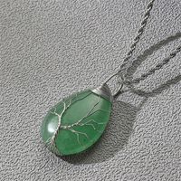 Fashion Water Drop Shaped Natural Stone Pendant Winding Stainless Steel Chain Necklace main image 3