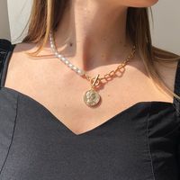 Fashion Simple Geometric Pearl Pendant Necklace sku image 12