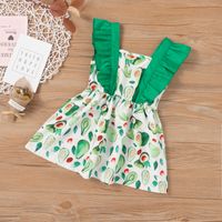 Fashion New Green Fruit Avocado Printed Summer Girls' Dress main image 2