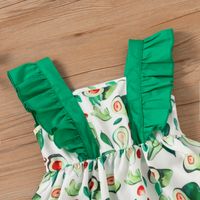 Fashion New Green Fruit Avocado Printed Summer Girls' Dress main image 3