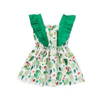 Fashion New Green Fruit Avocado Printed Summer Girls' Dress sku image 1
