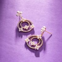 Fashion Elegant Round Shell Pearl Rhinestone Inlaid Women's Earrings main image 4