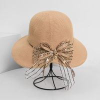 Summer New Korean Fashion Simple Hat Wild Shade Sunscreen Straw Hat Outdoor Travel Bow Beach Hat  Wholesale Nihaojewelry sku image 19