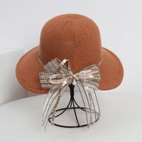 Summer New Korean Fashion Simple Hat Wild Shade Sunscreen Straw Hat Outdoor Travel Bow Beach Hat  Wholesale Nihaojewelry sku image 23
