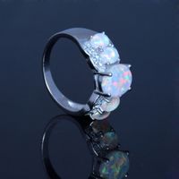 Fashion Elegant Geometric Rhinestone Inlaid Opal Alloy Ring Ornament main image 3