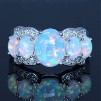 Fashion Elegant Geometric Rhinestone Inlaid Opal Alloy Ring Ornament sku image 1