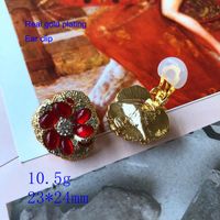 Vintage Flowers Shaped Gemstone Folding Retro Pearl Earrings Brooch Wholesale sku image 11