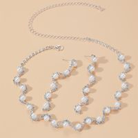 Fashion Lightning Rhinestone Pearl Bridal Accessories Necklace Earrings Suite main image 2