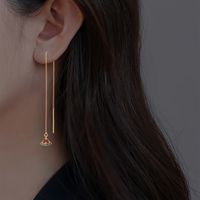 Fashion New Micro-inlaid Red And Green Zircon  Pendant Tassel Puncture Copper Earrings Pairs main image 1