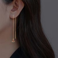 Fashion New Micro-inlaid Red And Green Zircon  Pendant Tassel Puncture Copper Earrings Pairs main image 10