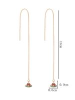 Fashion New Micro-inlaid Red And Green Zircon  Pendant Tassel Puncture Copper Earrings Pairs main image 9