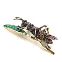 Fashion Ornament Vintage Rhinestone Hoppergrass Shaped Alloy Brooch main image 2