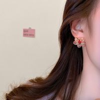 Fashion Simple Asymmetric Flower Crystal Women's Earrings Eardrops main image 2
