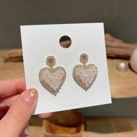 Fashion Simple Pink Heart Shape Geometric Women Alloy Earrings Eardrops main image 1