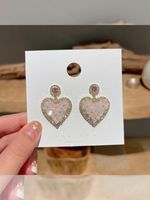 Fashion Simple Pink Heart Shape Geometric Women Alloy Earrings Eardrops main image 3