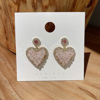 Fashion Simple Pink Heart Shape Geometric Women Alloy Earrings Eardrops sku image 1