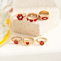 Fashion Creative Tai Ji Flower Heart Cherry Flame Ring 6-piece Set main image 2