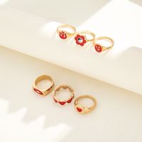 Fashion Creative Tai Ji Flower Heart Cherry Flame Ring 6-piece Set main image 4