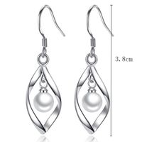 New Simple Style Wavy Pearl Pendant Alloy Earrings main image 2