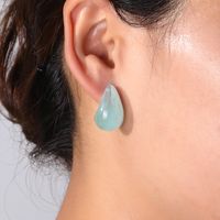 Fashion New Retro Simple Drop-shaped Resin Stud Earrings Women main image 5
