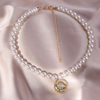 New Pearl Diamond Space Planet Pendant Clavicle Chain Necklace main image 3