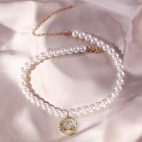 New Pearl Diamond Space Planet Pendant Clavicle Chain Necklace sku image 1
