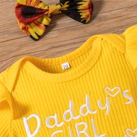Fashion Summer Casual Sunflower Embroidered Letters Short Sleeved Three-piece Children's Suit main image 3