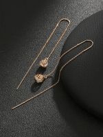 Fashion Micro Inlaid Zircon Cage Pendant Tassel Piercing Copper Earrings Pairs main image 4