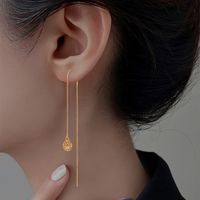 Fashion Micro Inlaid Zircon Cage Pendant Tassel Piercing Copper Earrings Pairs sku image 1