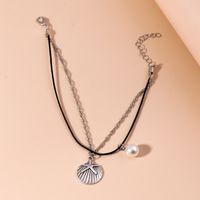 2022 New Style Shell Shape Pendant Pearl Double Layer Anklet sku image 1