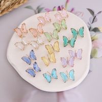 Colorful Zircon Inlaid Diamond Butterfly Earrings sku image 1