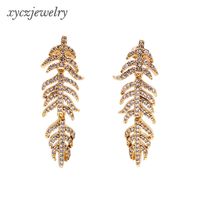 Fashion Zircon Gold-plated Leaf Earrings Wholesale sku image 1