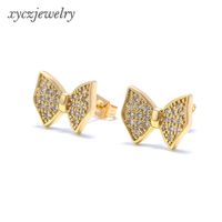 Fashion Gold-plated Zircon Bows Earrings sku image 1