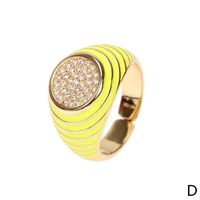 Cute Candy Color Zircon New Trendy Fashion Personality Copper Drip Oil Ring Wholesale sku image 10