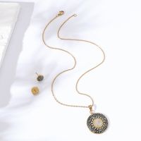 2022 New Fashion Simple Round 18k Gold Plated Geometric Copper Necklace Earrings Set main image 2