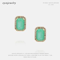 Retro Zircon Color Mixed Stone Earrings Wholesale sku image 1