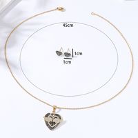 New Fashion Simple 18k Gold Plated Heart Lock Wings Copper Necklace Earrings Set main image 3