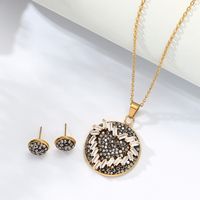 Simple Fashion 18k Gold Plated Heart Shape Copper Necklace Earrings Set sku image 1