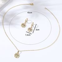 Fashion Simple Cute Inlaid Zircon Copper-plated Gold Color Hollow Peace Tree Necklace Earrings Set main image 3