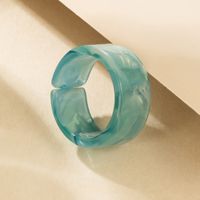 Retro Style Simple Circle Blue Wide Resin Ring main image 2