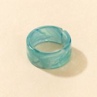 Retro Style Simple Circle Blue Wide Resin Ring main image 4