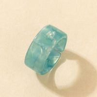 Retro Style Simple Circle Blue Wide Resin Ring main image 5