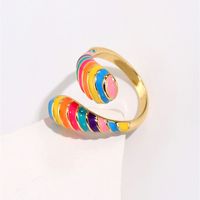 Fashion Colorful Opening Plated 18k Gold Rainbow Alloy Ring main image 1