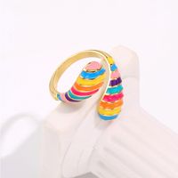 Fashion Colorful Opening Plated 18k Gold Rainbow Alloy Ring main image 2