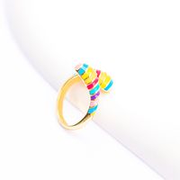 Fashion Colorful Opening Plated 18k Gold Rainbow Alloy Ring main image 3