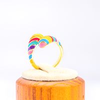 Fashion Colorful Opening Plated 18k Gold Rainbow Alloy Ring main image 5